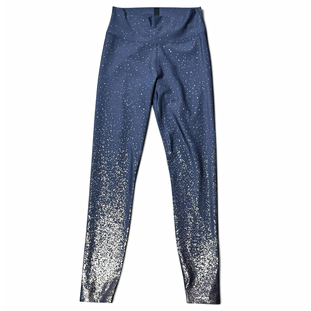 Peloton Leggings L Navy Blue Silver Metallic Foil Ombre Sparkle High Rise Yoga